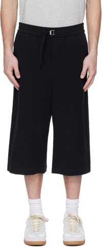 AMI Paris Black Elasticated Large Shorts