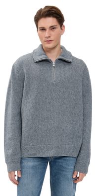 FRAME Wool Zip Sweater Grey Melange S