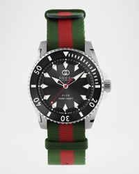 Gucci Dive Green and Red Nylon-Strap Watch, 40mm