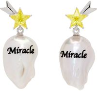 JIWINAIA Silver & Yellow 'Miracle' Pearl Earrings