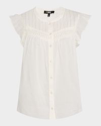 Levanto Ruffle Short-Sleeve Button-Down Blouse