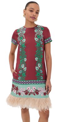 La DoubleJ Mini Swing Dress with Feathers Regalia Placee S