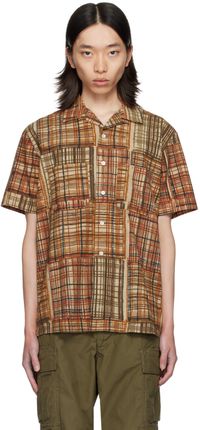 BEAMS PLUS Brown Block Print Shirt