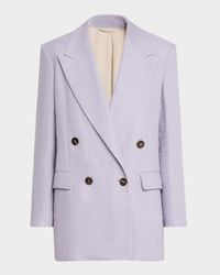 Double-Breasted Linen Gabardine Blazer