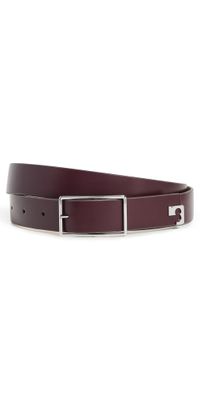 Tory Burch Eleanor Buckle Belt Dark Carmine/Silver XL
