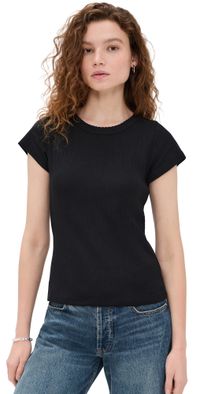 Marea Pointelle Crew Neck Tee Black S