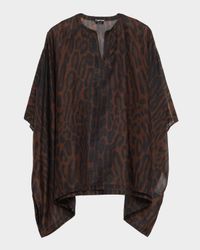 Ocelot-Print Cotton-Silk Mini Kaftan Dress
