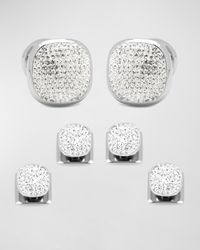 White Preciosa Pave Cuff Links Stud Set