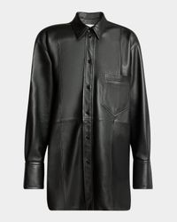 Leather Oversized Button-Down Shirt