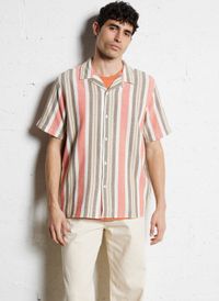 Knowledge Cotton Apparel - Chemise droite en coton bio rayé - Taille XL - Vert