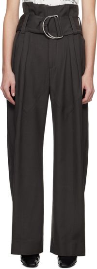 JW Anderson Gray Gathered Waist D-Ring Trousers