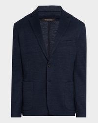 Men's Linen and Wool Pique Single-Breasted Sport Coat