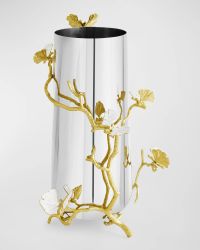Butterfly Ginkgo White & Gold Large Vase