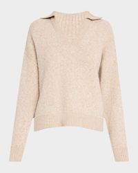 Super Luxe Cashmere Marled Polo Sweater