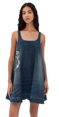 Simone Rocha A Line Denim Mini Dress DISTRESSED BLUE/PEARL/CLEAR 6