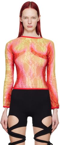Sinead Gorey T-shirt à manches longues jaune et rouge à effet dégradé