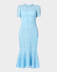 Darcy Geometric Lace Flounce Midi Dress