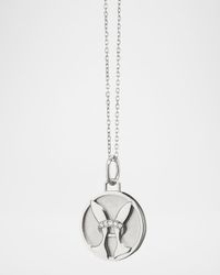 Sterling Silver Pisces Zodiac Charm Necklace with White Sapphires