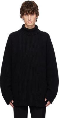 Ann Demeulemeester Col roulé Jensen noir à effet usé
