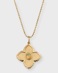 Bezel Satin Moroccan Charm on Light Weight Bolita Chain Necklace, 18"L