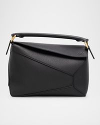 Puzzle Edge Small Top-Handle Bag in Grain Leather