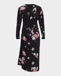 Trudie Floral Draped Long-Sleeve Dress