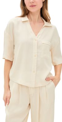 Eberjey Tencel Woven Short Sleeve Top Whitecap Grey L