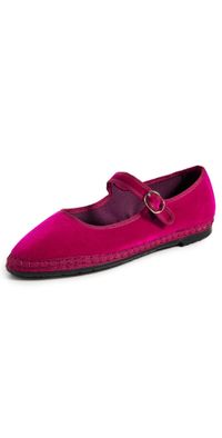 Flabelus Velvet Mary Jane Flats Pink 35