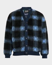 Men's Plaid Polar Fleece Cardigan