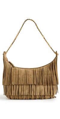Veronica Beard Small Suede Fringe Fortune Hobo Bag Acorn One Size