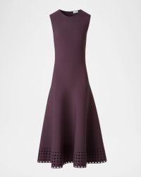 Dot Lace-Hem Sleeveless Midi Dress