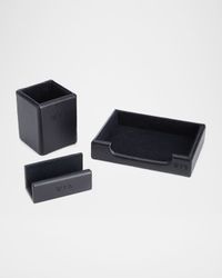 Monogrammed Leather Executive Desk Accessory Set