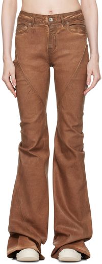 Rick Owens DRKSHDW Jean semi-évasé brun à coutures torsadées