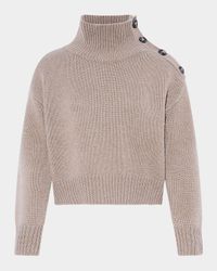 Buttoned Wool-Cashmere Sweater