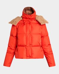 Castelnou Square-Quilted Short Down Jacket with Detachable Hood