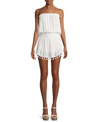 Marcie Strapless Coverup Dress with Pompoms