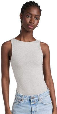 Ambitionist High Neck Tank Thong Bodysuit Grey S