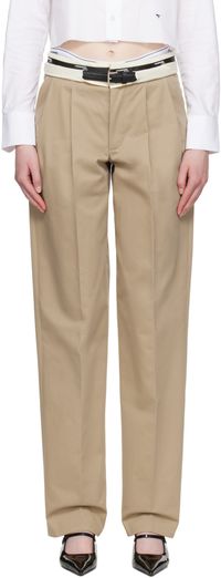 HommeGirls Khaki Big Belt Trousers