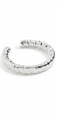By Adina Eden Molten Texture Gold Cuff Bangle Silver One Size