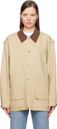 LE17SEPTEMBRE Beige Knit Collar Field Jacket