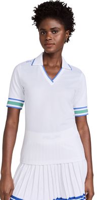 RLX Ralph Lauren Short Sleeve Tour Pique Cricket Polo White/Heather Grey/Blue XL