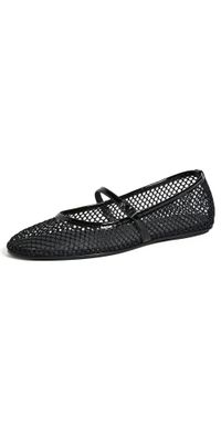 Black Suede Studio Mika Flats Black Mesh With Black Patent 38.5