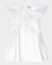 Girl's 3D Rose Applique Dress, Size 3T-10