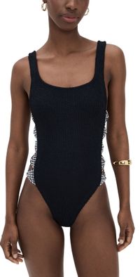 Hunza G Womens One Piece Swimsuit Black/Black One Size