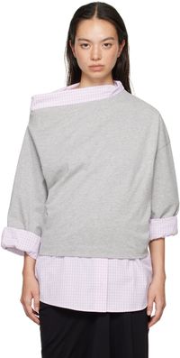 Dries Van Noten T-shirt à manches longues étagé gris