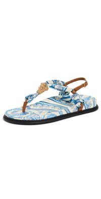 Versace Sandals Eggshell/Bright DV Blue/Gold 36