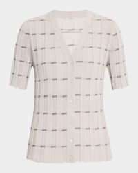 Striped Cashmere Rib Cardigan