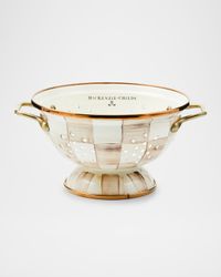 Mocha Check Small Colander
