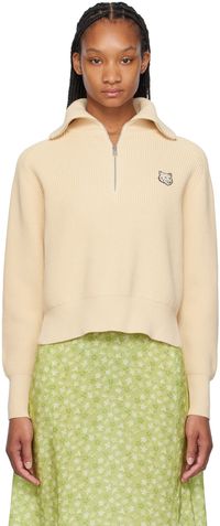 Maison Kitsuné Beige Bold Fox Head Sweater