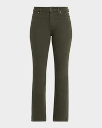 Cropped Straight-Leg Green Jeans